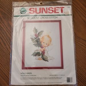 NWT Vintage Sunset No Count Cross Stitch Kit Holy Angel 8X10